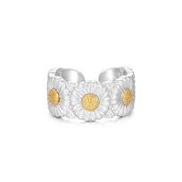 Thai Silver Daisy Ring - Quan Zhilong Sunflower Couple Rings in Sterling Silver Adjustable