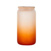 16oz Vandens butelis su šiaudeliu, Sulčių stiklinė, Alaus skardinė, Gradiento spalvos, Pieno Mocha puodelis su bambukiniu mediniu dangteliu, Namų geriamieji puodeliai 16oz oranžinė