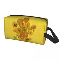 Travel Vincent Gogh Almond Blossoms Violet Toiletry Bag Flowers Makeup Cosmetic Organizer Storage Dopp Kit Case 25.5x16x12.5CM smėlis