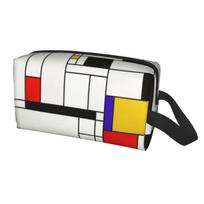 Travel Piet Mondrian Minimalist De Stijl Toiletry Bag Fashion Modern Art Makeup Cosmetic Organizer Beauty Storage Dopp Kit Case 25.5x16x12.5CM smėlis