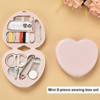 1Box ​​Mini Siuvimo Dėžė Buitinės sagos žirkliniai smeigtukai Širdies formos laikymo dėžutė Nešiojamas kelioninis siuvimo įrankis Pink Heart-shaped