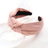 PROLY New Vintage Women Headband Wide Side PU Leather Hairband Center Knot Casual Headwear Adult Hair Accessories