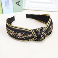 PROLY New Fashion Women Headband Center Knot Floral Embroidery Hairband Top Quality Ethnic Turban Hair Accessories
