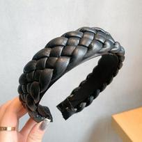 PROLY New Fashion PU Hairband Women Wide Side Braid Headband Multi-layer Woven Turban Headwear Vintage Hair Accessories
