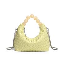 Bag women's high-quality all-hand-woven soft leather lunch box bag, simple wind pearl portable shoulder messenger bag