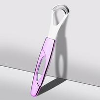 Three-Color Stainless Steel Tongue Scraper Cleaner Fresh Breath Cleaning Coated Tongue Toothbrush Scraper Oral Hygiene Care Tool violetinė