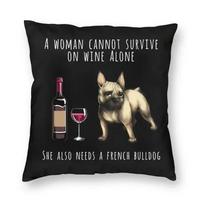 Pug Border Terrier Chihuahua And Wine Print Square Throw Pillow Case Home Decor Pillowcover Dog Lover Cushion Cover for Sofa Car 30x30cm smėlis
