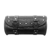 PU Leather Saddle Fork Roll Barrel Tool Bag Motorcycle For SUZUKI Yamaha Honda
