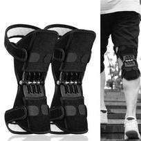 2Pcs Knee Support Brace Pads Booster Joint Lift Squat Sport Power Spring Force black