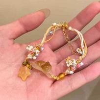 Resin kitten star woven bracelet, small fresh and fashionable versatile bracelet, simple temperament and high-end jewelry. brown