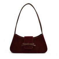 Women's PU leather shoulder bag red bow square matte bag versatile simple casual pendulum Korean texture new