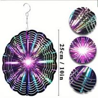 Vibrant Purple and Green 10 Inch Hanging Wind Chime with 360 Degree Hook Elegant Rotating Design Perfect for Balcony Garden All Seasons 01A