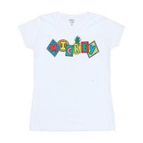 Disney Womens/Ladies Mickey Mouse Fruit Blocks Cotton T-Shirt L balta