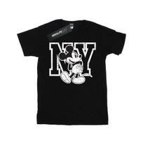 Disney Womens/Ladies Mickey Mouse NY Kicking Cotton Boyfriend T-Shirt XXL juoda