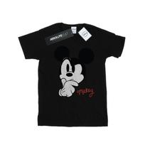 Disney Womens/Ladies Mickey Mouse Distressed Ponder Cotton Boyfriend T-Shirt XXL juoda