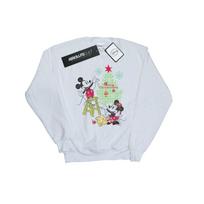 Disney Mens Mickey And Minnie Christmas Tree Sweatshirt XXL balta