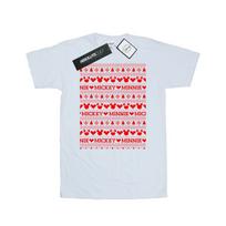 Disney Mens Mickey And Minnie Christmas Fair Isle T-Shirt S balta