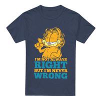 Garfield Unisex Adult Never Wrong T-Shirt XL tamsiai mėlyna