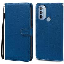 Dėl Motorola G31 dėklo Knygelė Piniginė Atverčiamas dangtelis Dėl Moto G31 dėklo Stovas Kortelių laikiklis Odinis dėklas Dėl Motorola G31 dėklo Fundas For Motorola G31 tamsiai mėlyna spalva