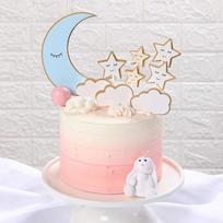 18PCS Moon Star Cake Toppers Cloud Cupcake Picks Paper Baking Decoration for Baby Shower  Gender Reveal Birthday Wedding Party white