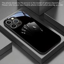 Black Poker Pattern Tempered Glass Black Phone Case For iPhone 11 12 13 14 15 16 17 Pro Max 17 Air 7 8 Plus XS X Cover iPhone 11