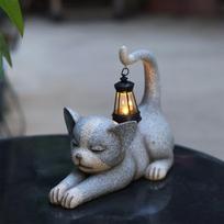 Garden Statue With Lamp Solar Light Outdoor Figurine For Yard Patio Porch Gifts For Women Gardeners House Decorations, Birthday & Mother’s Day One Size gray