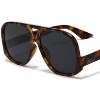 Fashion Sun Glasses Classic Frog Mirror Anti-UV Spectacles Personality Double Beam Eyeglasses Simplity Oversize Frame Sunglasses as picture leopardas