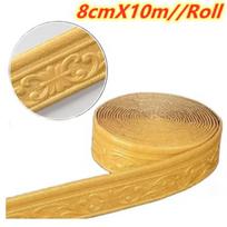 10 m / ritininis 3D sienų apdailos linijos grindjuostės kraštinės Lipnios vandeniui atsparios grindjuostės sienų lipdukas, skirtas kambario namų dekoravimui 8CM x 10M beige