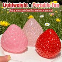 Cute Strawberry Shape Stress Relief Squishy, Slow Rising Squeeze Toy for Kids Birthday Gift Office raudona