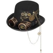 Steampunk Men Hat With Goggles Vintage Jazz Hat Gay Top Hat Gothic Steampunk Top Hat Halloween Masquerade Costume Party 1 juoda