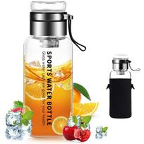 32 oz Glass Water Bottles  Large Clear Borosilicate Glass Water Bottle with Stainless Tea Infuser 1L