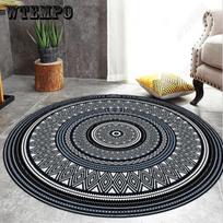 Geometrinis abstraktus apvalus kilimas, imituojantis medienos grūdų spausdinimo kilimėlį miegamojo įlankos lango kėdės kilimas 80cm diameter