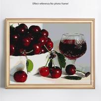 Deimantinis siuvinėjimas raudonu vynu ir vyšniomis pilnas apvalus kalnų krištolas 5D „pasidaryk pats“ deimantų tapyba 20X30CM
