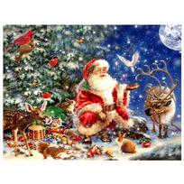 Full Round Diy Diamond Painting Santa Claus and Deer Diamond Embroidery Christmas Cross Stitch 20X30CM blue