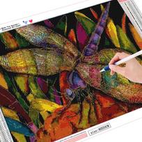 HUACAN „pasidaryk pats“ 3D apvalus deimantinis piešinys laumžirgis, gėlių siuvinėjimas, kryžminio amatų dygsnio namų dekoras Full square 20*30 cm black