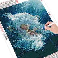 Pilnas gręžimo deimantinis tapybos portretas Diamond Art Mosaic Baby Siuvinėjimo Dekoracijos 20X30CM gray