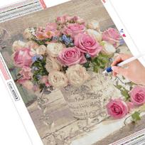 Deimantinis dažymas gėlių kryžminio dygsnio rinkinys Deimantinis mozaikos kvadratinis gręžtuvas deimantinis siuvinėjimas 20X30CM beige