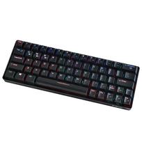 Kompaktiška mechaninė kelių įrenginių klaviatūra su 64 klavišais BT ir laidinis režimas, 18 RGB foninio apšvietimo efektai N mygtukas Brown Switches juoda
