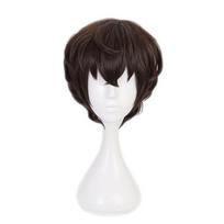 Anime Bungo Stray Dogs Cosplay Dazai Osamu Natural Black Short Vyriškas perukas Sintetinio pluošto perukas black