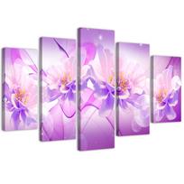 Penkių dalių paveikslų spausdinimas ant drobės Flowers Purple Nature 100x70 violetinė