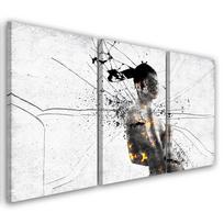Trijų dalių paveikslų spausdinimas ant drobės Woman Black and White 60x40 pilka spalva