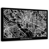 Canvas print Washington DC City Map 60x40 juoda/balta