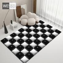 3D kilimas Geometrinis pledas Didelio dydžio kambario kilimėliai Žaidimų kambario kilimėlio apdaila Miegamojo šachmatų lentos kilimas vonios kambario kilimėliui 40x60cm 1pcs gray