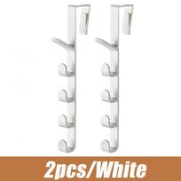 2Pcs Door Hanger Clothes Hanging Rack Over The Door Plastic Home Storage Organization Hooks Purse Holder for Bags Rails 2PCS-White