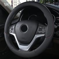 38CM dirbtinės odos automobilio vairo dangtis, kvėpuojantis audinys, automobilio vairo dangtelių pynė, skirta automobilio interjerui juoda