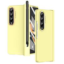 Pen Slot For Samsung Galaxy Z Fold 4 Case Platng Lens Hinge Protective Film Cover Case & Screen Protector geltona