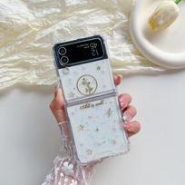For Samsung Galaxy Z Flip 4 3 Case Glitter Flower Star Transparent Silicone Folding Shockproof Protection Back Cover Accessories for Galaxy Z Flip 3