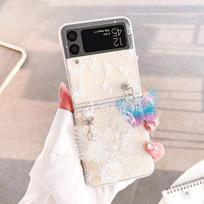 For Samsung Galaxy Z Flip 4 3 Case Butterfly Painted Bracelet Transparent Shockproof Pc Hard Back Cover For Samsung Z Flip3 Case For Samsung Z Flip 4