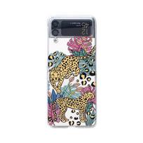 For Samsung Galaxy Z Flip 4 3 Case Leopard Tiger Painted Transparent Shockproof Hard Back Cover For Samsung Zflip4 Flip3 5g Case For Samsung Z Flip 4