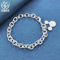 925 svarų sterlingų sidabro tuščiavidurio širdies pakabuko apyrankė 20cm gray